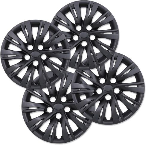 حافة العجلات الممتازة 16 "لعام 2012-2014 تويوتا كامري-مجموعة من 4 hubcaps ، ABS & PC Material Hub Protectory ، قبعات استبدال Snap-On للسيارة ، شاحنة بيك آب ، SUV-16 بوصة أسود ورنيش أسود in Saudi Arabia