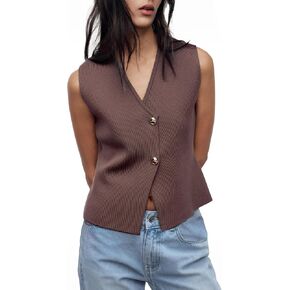 Sweater Vest Women Vest Tops Button Down Sleeveless Cute Vest 2025 Summer Spring Work Business Casual Outfits in Saudi Arabia