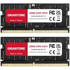 【ذاكرة الوصول العشوائي DDR5】 مجموعة GIGASTONE 32 جيجابايت (2 × 16 جيجابايت) DDR5 4800 ميجاهرتز PC5-38400 CL 40-40-40-77 1.1 فولت SODIMM 262 Pin غير مخزنة وغير ECC ترقية ذاكرة الكمبيوتر المحمول عالية الأداء in Saudi Arabia