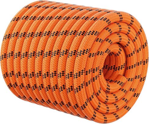 حبل مزدوج مزدوج مزدوج الحبل - 1/2 في × 150 قدم 48 خيوط في الهواء الطلق سحب الحبل الثور البوليستر الثقيل لتجارة الأشجار البرجية التسجيل المشي لمسافات طويلة - البرتقال in Kuwait