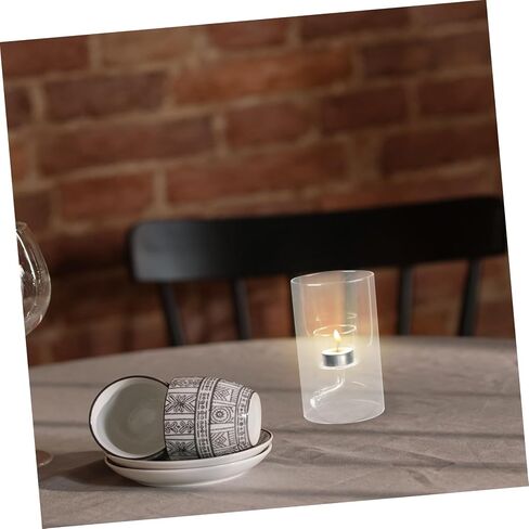 POPETPOP Clear Glass Candle Cover Elegant Transparent Candle Protector for Tea Light Windproof Cylinder Tube Shade for Romantic Dinners and Home Decor in Saudi Arabia