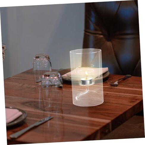 POPETPOP Clear Glass Candle Cover Elegant Transparent Candle Protector for Tea Light Windproof Cylinder Tube Shade for Romantic Dinners and Home Decor in Saudi Arabia