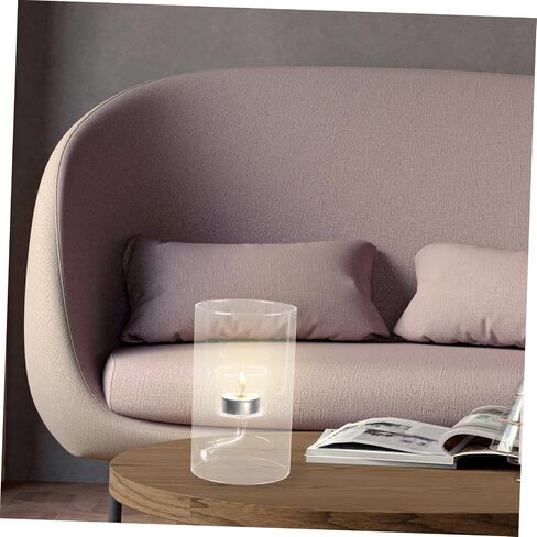 POPETPOP Clear Glass Candle Cover Elegant Transparent Candle Protector for Tea Light Windproof Cylinder Tube Shade for Romantic Dinners and Home Decor in Saudi Arabia
