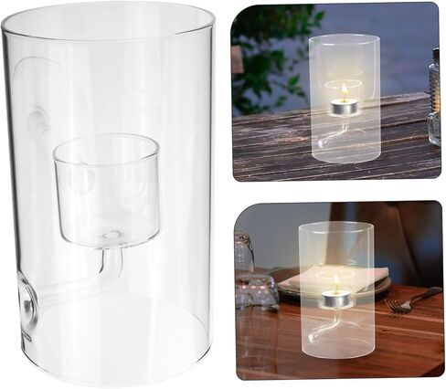 POPETPOP Clear Glass Candle Cover Elegant Transparent Candle Protector for Tea Light Windproof Cylinder Tube Shade for Romantic Dinners and Home Decor in Saudi Arabia