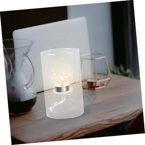 POPETPOP Clear Glass Candle Cover Elegant Transparent Candle Protector for Tea Light Windproof Cylinder Tube Shade for Romantic Dinners and Home Decor in Saudi Arabia