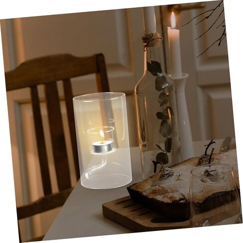 POPETPOP Clear Glass Candle Cover Elegant Transparent Candle Protector for Tea Light Windproof Cylinder Tube Shade for Romantic Dinners and Home Decor in Saudi Arabia