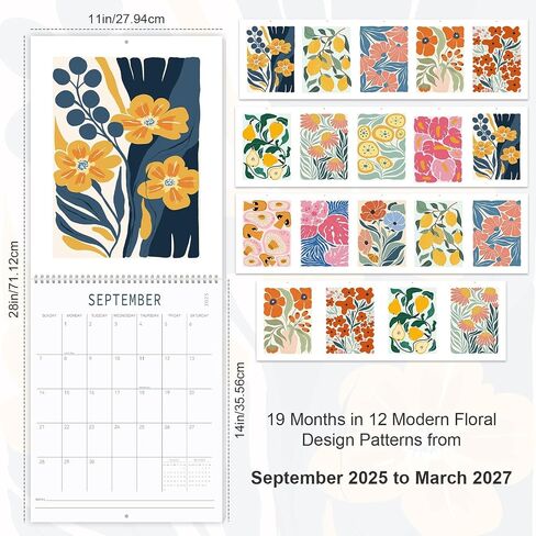 Guasslee Wall Calendar 2025-2026, Vertical Calendar Wall 2025, 19-Month Aesthetic Calendar From 2025 Jun-2026 Dec, 28" X 11" Monthly Planner Wall With Thick Paper, Floral Design for Home Office in Kuwait