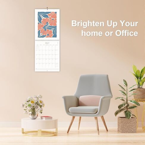 Guasslee Wall Calendar 2025-2026, Vertical Calendar Wall 2025, 19-Month Aesthetic Calendar From 2025 Jun-2026 Dec, 28" X 11" Monthly Planner Wall With Thick Paper, Floral Design for Home Office in Kuwait