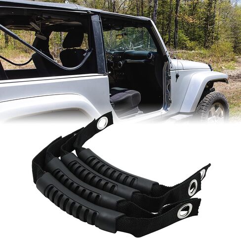 X AUTOHAUX Car Rear Seat Grab Handle for Jeep Wrangler 2007 2008 2009 2010 2011 2012 2013 2014 2015 2016 2017 2018 - Red 4pcs in Saudi Arabia