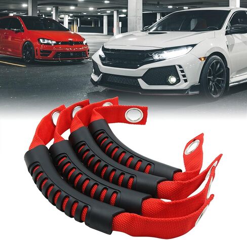 X AUTOHAUX Car Rear Seat Grab Handle for Jeep Wrangler 2007 2008 2009 2010 2011 2012 2013 2014 2015 2016 2017 2018 - Red 4pcs in Saudi Arabia