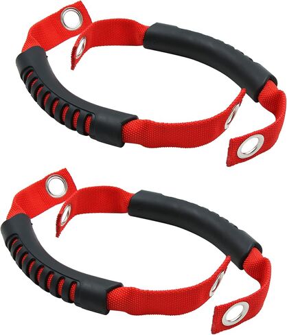 X AUTOHAUX Car Rear Seat Grab Handle for Jeep Wrangler 2007 2008 2009 2010 2011 2012 2013 2014 2015 2016 2017 2018 - Red 4pcs in Saudi Arabia