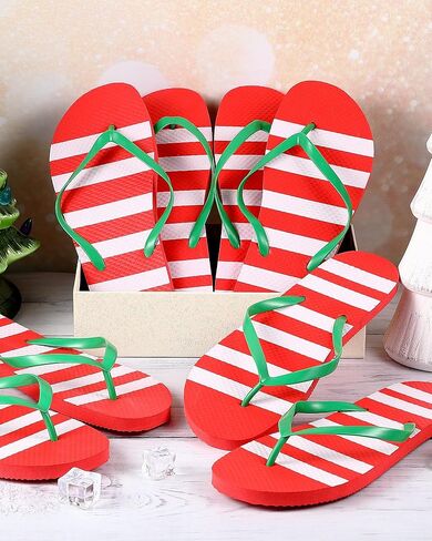 Suhine Christmas in July Party Favors 4 Pairs Flip Flops Bulk Summer Christmas in July Accessories Supplies for Adults Beach Pool Party, Size 7, 8.5, 9.5, 11 in Saudi Arabia