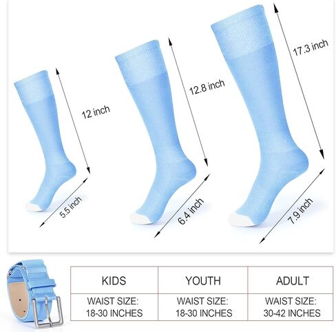 XZQTIVE Baseball Socks and Belt Combo Set Adjustable Softball Socks and Belt for Youth Adult in Kuwait