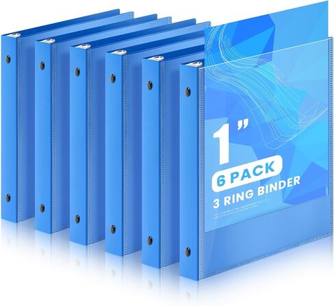 Henoyso 6 Pcs 2 Inch Plastic Mini 3 Ring Binders View Binder with Round Rings, 375 Sheets Capacity Fits 5.5" x 8.5" Paper, Plastic Three Mini Binders for School, Office Use, Photo Album Pages(White) in Kuwait