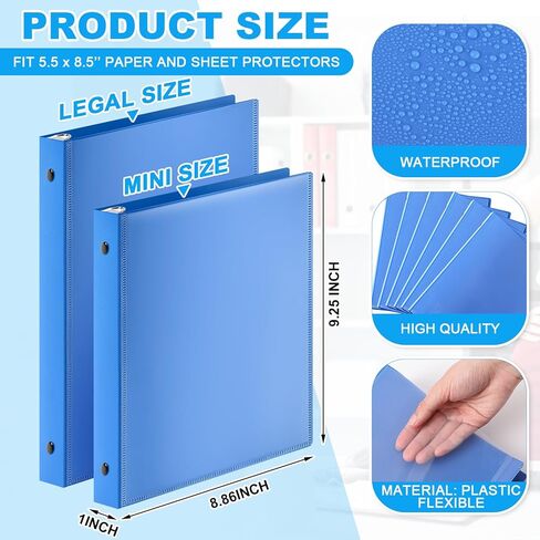 Henoyso 6 Pcs 2 Inch Plastic Mini 3 Ring Binders View Binder with Round Rings, 375 Sheets Capacity Fits 5.5" x 8.5" Paper, Plastic Three Mini Binders for School, Office Use, Photo Album Pages(White) in Kuwait