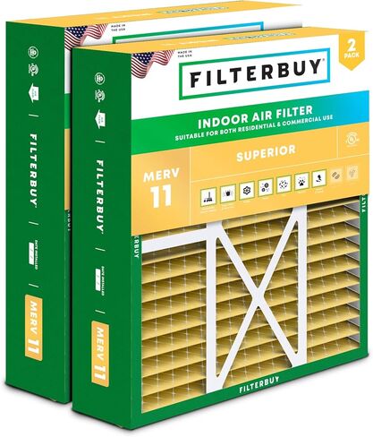 Filterbuy 16x22x5 Air Filter MERV 11 Allergen Defense (2-Pack), Pleated HVAC AC Furnace Air Filters Replacement for Amana, Coleman, Goodman, York, and More (Actual Size: 15.38 x 21.88 x 5.25 Inches) in Saudi Arabia