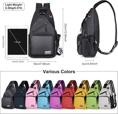 Crossbody Sling Bag for Men & Women Backpack with Earphone Hole Multipurpose Shoulder Bag Daypack for Travel Hiking in Saudi Arabia