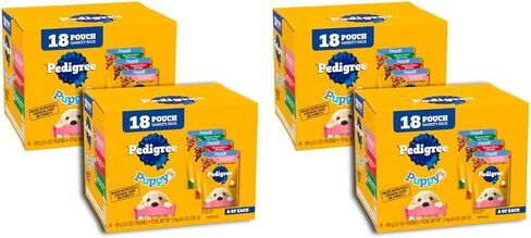 Pedigree Puppy Soft Wet Dog Food, 8-Count Variety Pack, 3.5 oz. Pouches (Pack of 2) in Kuwait