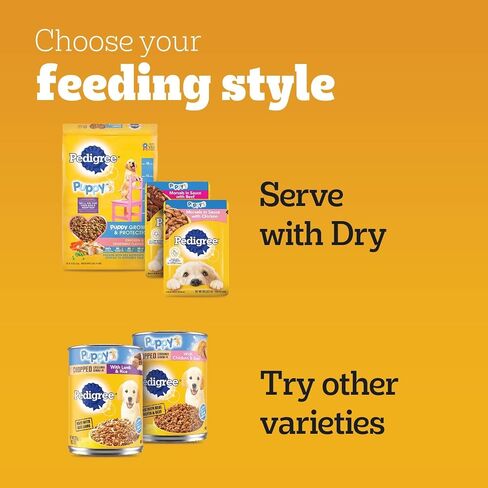 Pedigree Puppy Soft Wet Dog Food, 8-Count Variety Pack, 3.5 oz. Pouches (Pack of 2) in Kuwait