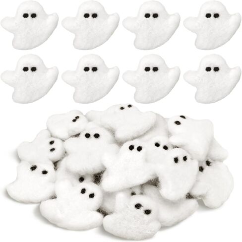 24 PCS Halloween شعرت بالأشباح الصوف الشبح DIY زخرفة الشبح لزخارته في عيد الهالوين المنزل الإمدادات في الهواء الطلق (أبيض) in Saudi Arabia