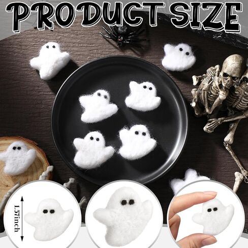 24 PCS Halloween شعرت بالأشباح الصوف الشبح DIY زخرفة الشبح لزخارته في عيد الهالوين المنزل الإمدادات في الهواء الطلق (أبيض) in Saudi Arabia