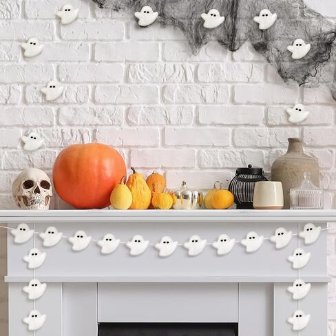 24 PCS Halloween شعرت بالأشباح الصوف الشبح DIY زخرفة الشبح لزخارته في عيد الهالوين المنزل الإمدادات في الهواء الطلق (أبيض) in Saudi Arabia