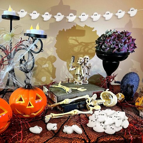 24 PCS Halloween شعرت بالأشباح الصوف الشبح DIY زخرفة الشبح لزخارته في عيد الهالوين المنزل الإمدادات في الهواء الطلق (أبيض) in Saudi Arabia