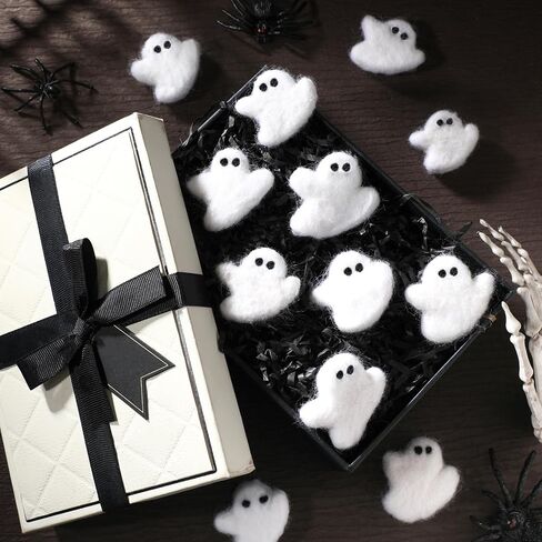 24 PCS Halloween شعرت بالأشباح الصوف الشبح DIY زخرفة الشبح لزخارته في عيد الهالوين المنزل الإمدادات في الهواء الطلق (أبيض) in Saudi Arabia