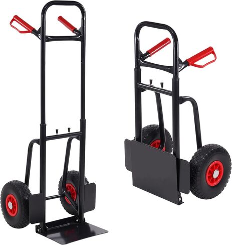 2 in 1 Convertible Hand Truck and Cart, Utility Dolly Platform Cart with Telescoping Handle 4 Wheels, 220 LB Heavy Duty Hand Cart for Luggage, Travel, Moving, Shopping, Office Use - Black in Saudi Arabia