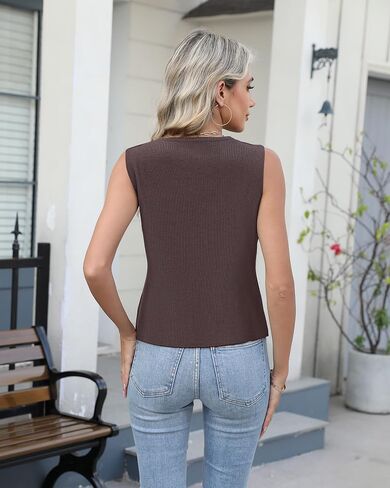 Sweater Vest Women Vest Tops Button Down Sleeveless Cute Vest 2025 Summer Spring Work Business Casual Outfits in Saudi Arabia