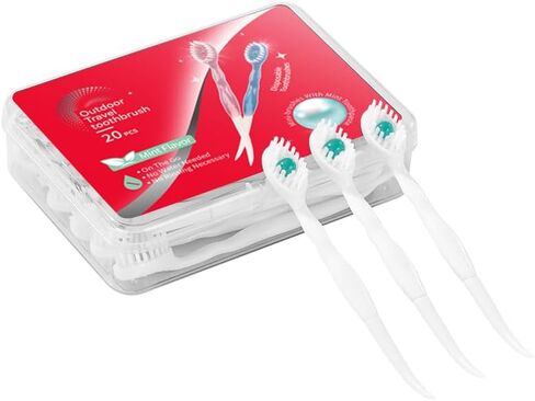 فرشاة أسنان صغيرة للاستخدام مرة واحدة، فرشاة أسنان للسفر مع معجون أسنان محمول بالنعناع 24 قطعة (1) in Kuwait