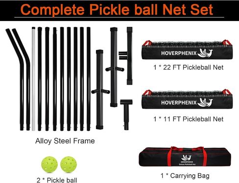 Portable Pickleball Net, Regulation Size 22FT and 11FT Half Court Size 2-in-1 Pickle Ball Net with 2 Pickleballs and Carry Bag for Driveway, Backyard, Home in Saudi Arabia