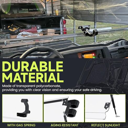 Hecasa 2-in-1 Flip Windshield متوافق مع 2016+ Kawasaki Teryx 4 800 2021+ Kawasaki Teryx 4 S Open Fold أسفل الزجاج الأمامي الصافي مقاوم للخدش (غاز نابض*2) in Saudi Arabia