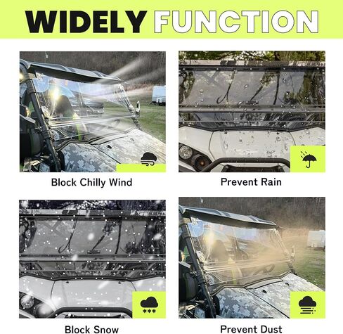 Hecasa 2-in-1 Flip Windshield متوافق مع 2016+ Kawasaki Teryx 4 800 2021+ Kawasaki Teryx 4 S Open Fold أسفل الزجاج الأمامي الصافي مقاوم للخدش (غاز نابض*2) in Saudi Arabia