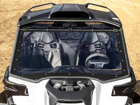 SuperAtv MaxDrive Power Flip Hindshield لـ Can-Am Maverick R MaxDrive ، يمكن فتحه لأي موقف للتحكم الكامل في تدفق الهواء ، 1/4 "أقوى من البولي 250X من الزجاج ، الولايات المتحدة الأمريكية المصنوعة in Saudi Arabia