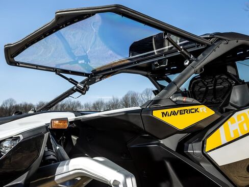 SuperAtv MaxDrive Power Flip Hindshield لـ Can-Am Maverick R MaxDrive ، يمكن فتحه لأي موقف للتحكم الكامل في تدفق الهواء ، 1/4 "أقوى من البولي 250X من الزجاج ، الولايات المتحدة الأمريكية المصنوعة in Saudi Arabia