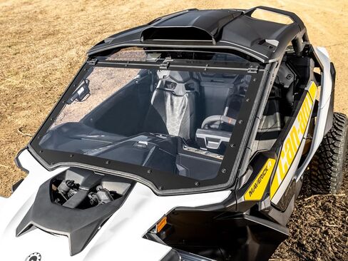 SuperAtv MaxDrive Power Flip Hindshield لـ Can-Am Maverick R MaxDrive ، يمكن فتحه لأي موقف للتحكم الكامل في تدفق الهواء ، 1/4 "أقوى من البولي 250X من الزجاج ، الولايات المتحدة الأمريكية المصنوعة in Saudi Arabia