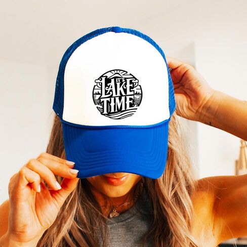It's Lake Time Unisex Trucker Hat Lake Day Graphic Foam Front Classic 5 Panel Mesh Snapback in Saudi Arabia