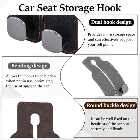 Car Seat Headrest Hook, Vehicle Back Seat Headrest Hook, Car Purse Hook, Car Seat Hooks for Hanging Grocery Bag, Purse, Dual Seat Backrest Organizer, Tote Bag (Black) in Saudi Arabia