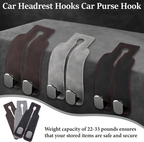 Car Seat Headrest Hook, Vehicle Back Seat Headrest Hook, Car Purse Hook, Car Seat Hooks for Hanging Grocery Bag, Purse, Dual Seat Backrest Organizer, Tote Bag (Black) in Saudi Arabia