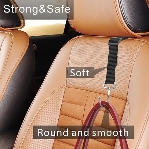 Car Seat Headrest Hooks, 4PCS Adjustable Hidden Clip Vehicle Hanging Holder for Purse Bags Coats, Automotive Interior Seat Back Storage Hanger Organizer Accessories, Universal Fit in Saudi Arabia