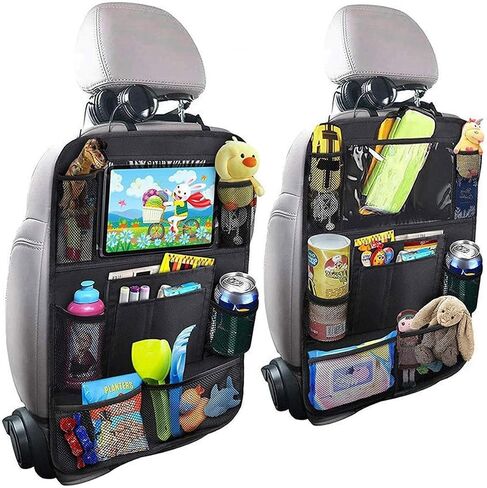 Car Backseat Organizer, Oxford Cloth Kick Mats Back Seat Protector with 9 Pockets & Clear Tablet Holder, Universal Waterproof Car Road Trip Essentials Storage Accessory (1PC) in Saudi Arabia