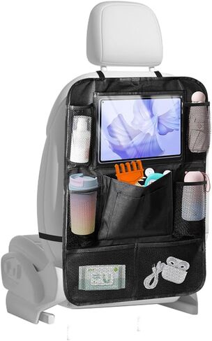 Car Backseat Organizer, Oxford Cloth Kick Mats Back Seat Protector with 9 Pockets & Clear Tablet Holder, Universal Waterproof Car Road Trip Essentials Storage Accessory (1PC) in Saudi Arabia