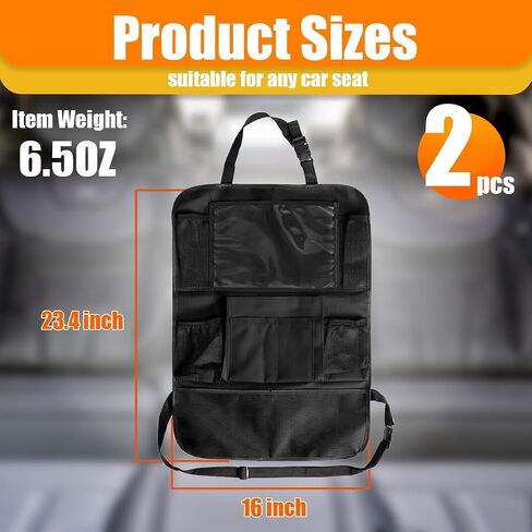 Car Backseat Organizer, Oxford Cloth Kick Mats Back Seat Protector with 9 Pockets & Clear Tablet Holder, Universal Waterproof Car Road Trip Essentials Storage Accessory (1PC) in Saudi Arabia