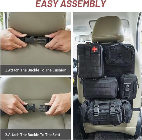 Tactical Seat Back Organizer with 5 Detachable Molle Pouch, Car Universal Tactical Vehicle Panel Back Seat Organizer Vehicle Protector Molle Pouch Molle Pouches Truck for Men Car Truck Ford Jeep in Kuwait