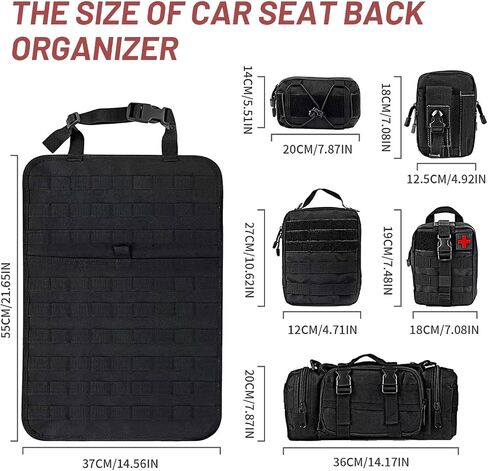 Tactical Seat Back Organizer with 5 Detachable Molle Pouch, Car Universal Tactical Vehicle Panel Back Seat Organizer Vehicle Protector Molle Pouch Molle Pouches Truck for Men Car Truck Ford Jeep in Kuwait