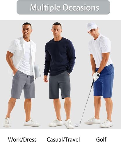 MAGCOMSEN Men's Golf Shorts with 6 Pockets 11 inch Inseam Quick Dry Stretch Casual Work Dress Hiking Shorts for Men in Saudi Arabia