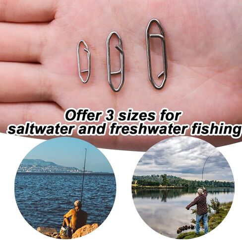 Power Fishing Clip - Topwater Speed Clips 50Pcs Stainless Steel Quick Change Connector,Link Split Rings Snaps for Lures Saltwater Size S# M# L# in Kuwait