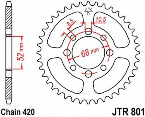 JT Sprockets JTR801.39 39T الصلب الخلف المسننة الخلفية الطبيعية ، 39 الأسنان in Saudi Arabia