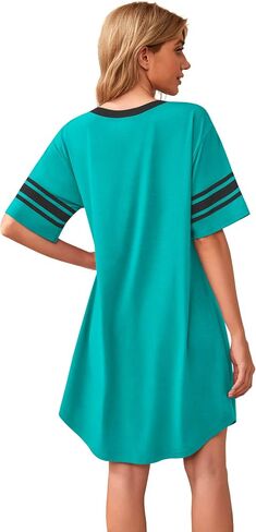 WEACZZY Nightgowns for Women Soft Sleep Shirt V Neck Short Sleeve Loungewear Loose Comfy NightShirts in Kuwait